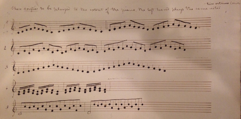 Piano music hand-written by Sarah Manning Vaughan.