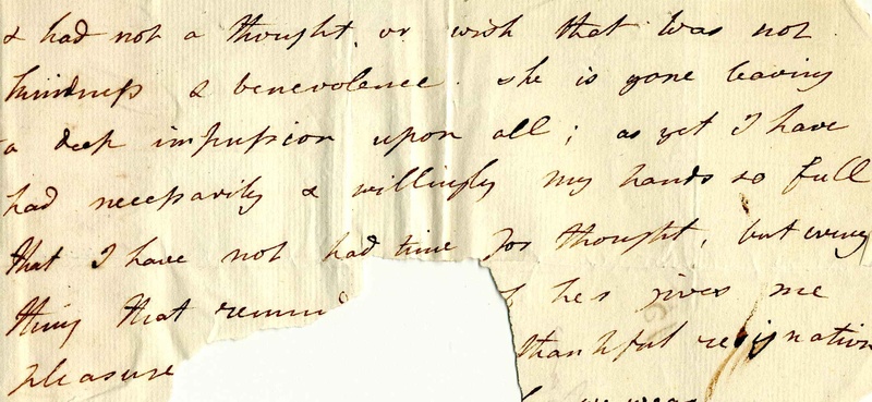 Letter from Sarah Manning Vaughan to Mrs. Charles Vaughan.